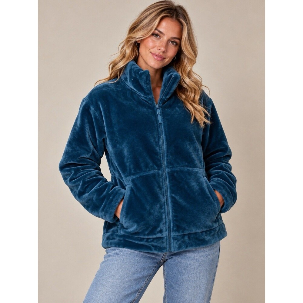 Champion Women’s Small Teal Velour Full Zip Track Jacket Y2K